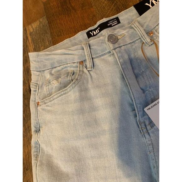 YMI Womens Curvy Fit Ultra High Rise Skinny Light Blue Jeans Size 7/28‎ - Picture 6 of 12
